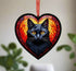 Black Cat Stained Glass Effect Heart Suncatcher